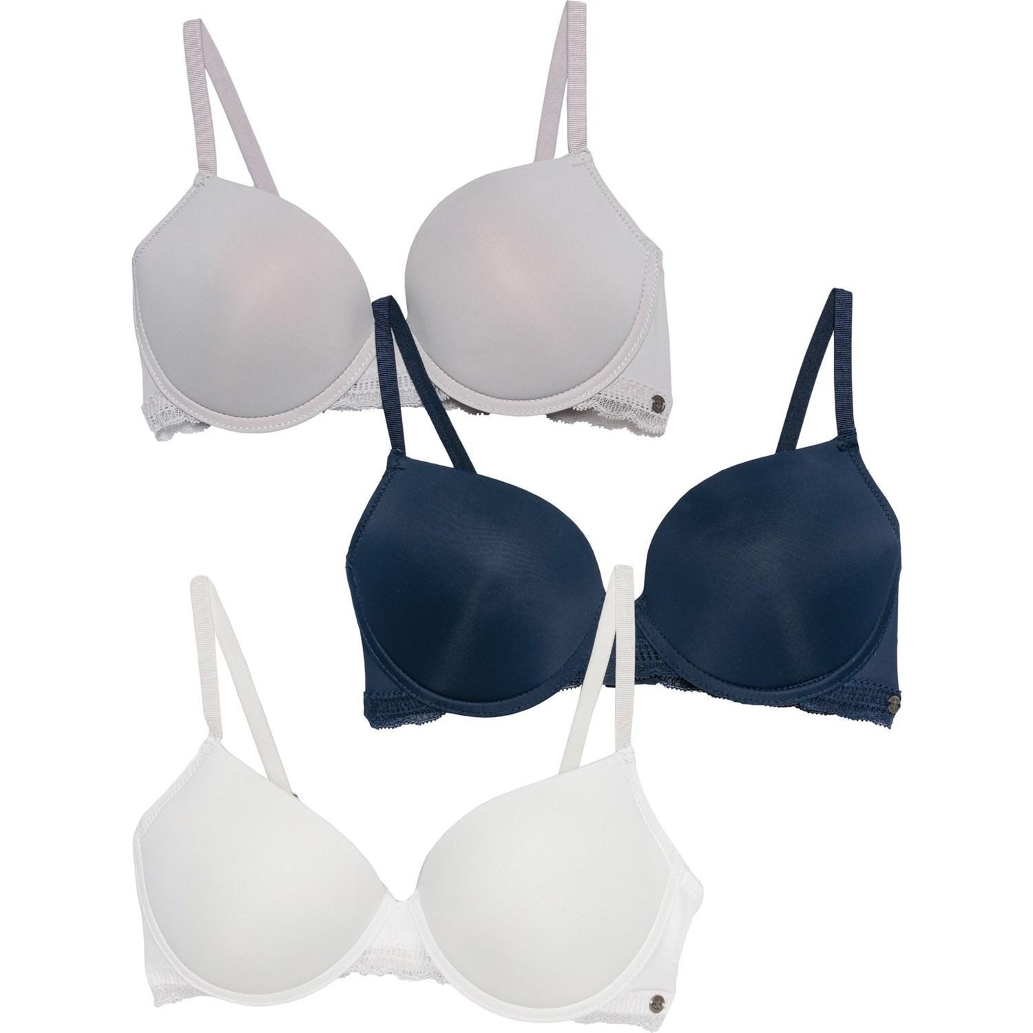 Lucky Brand Micro and Lace Trim Light Lift Demi Bras - 3-Pack Product Image