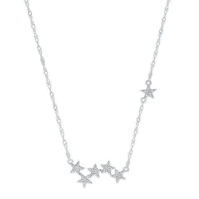 Sterling Silver 1/5 Carat T.W. Diamond Star Cluster Pendant Necklace, Womens White Product Image