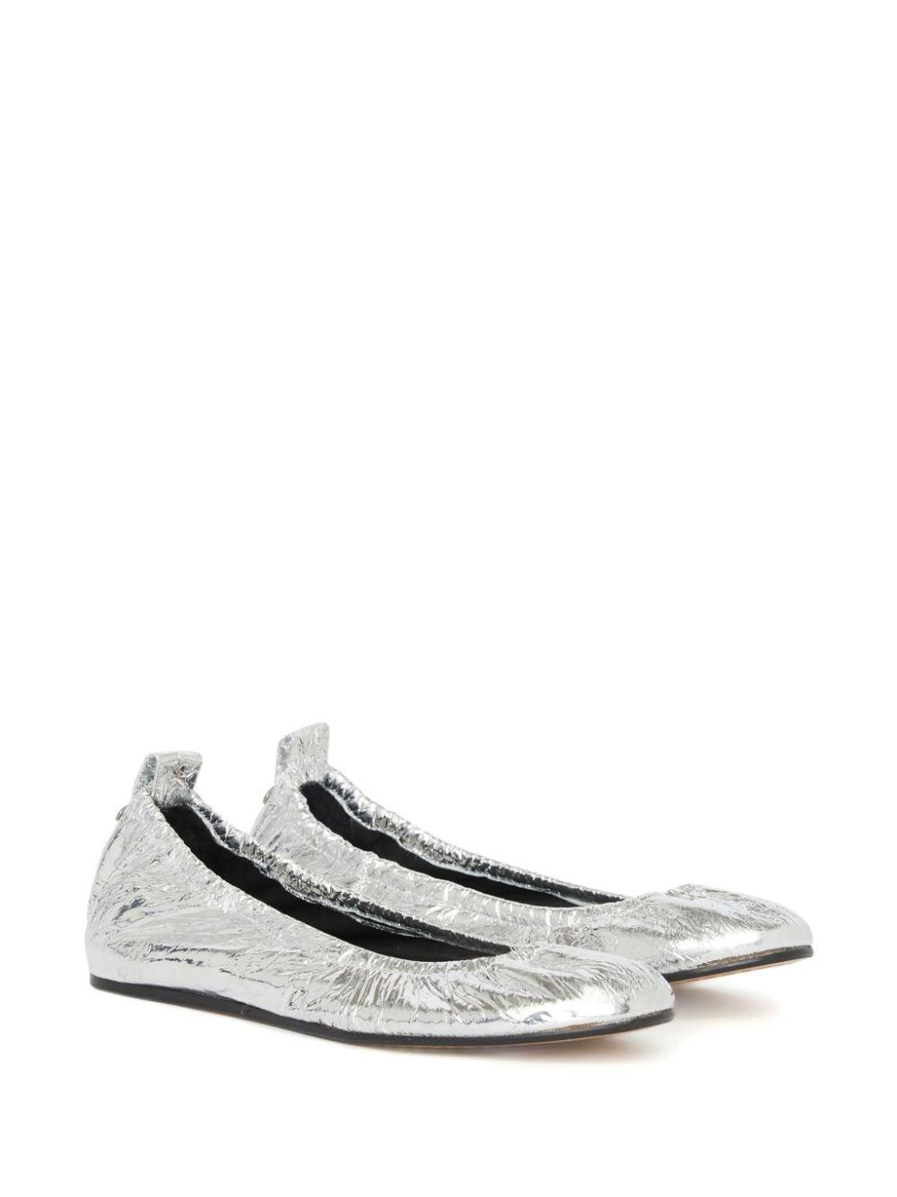 Metallic Flat Ballerina Shoes In 08si Silver Product Image