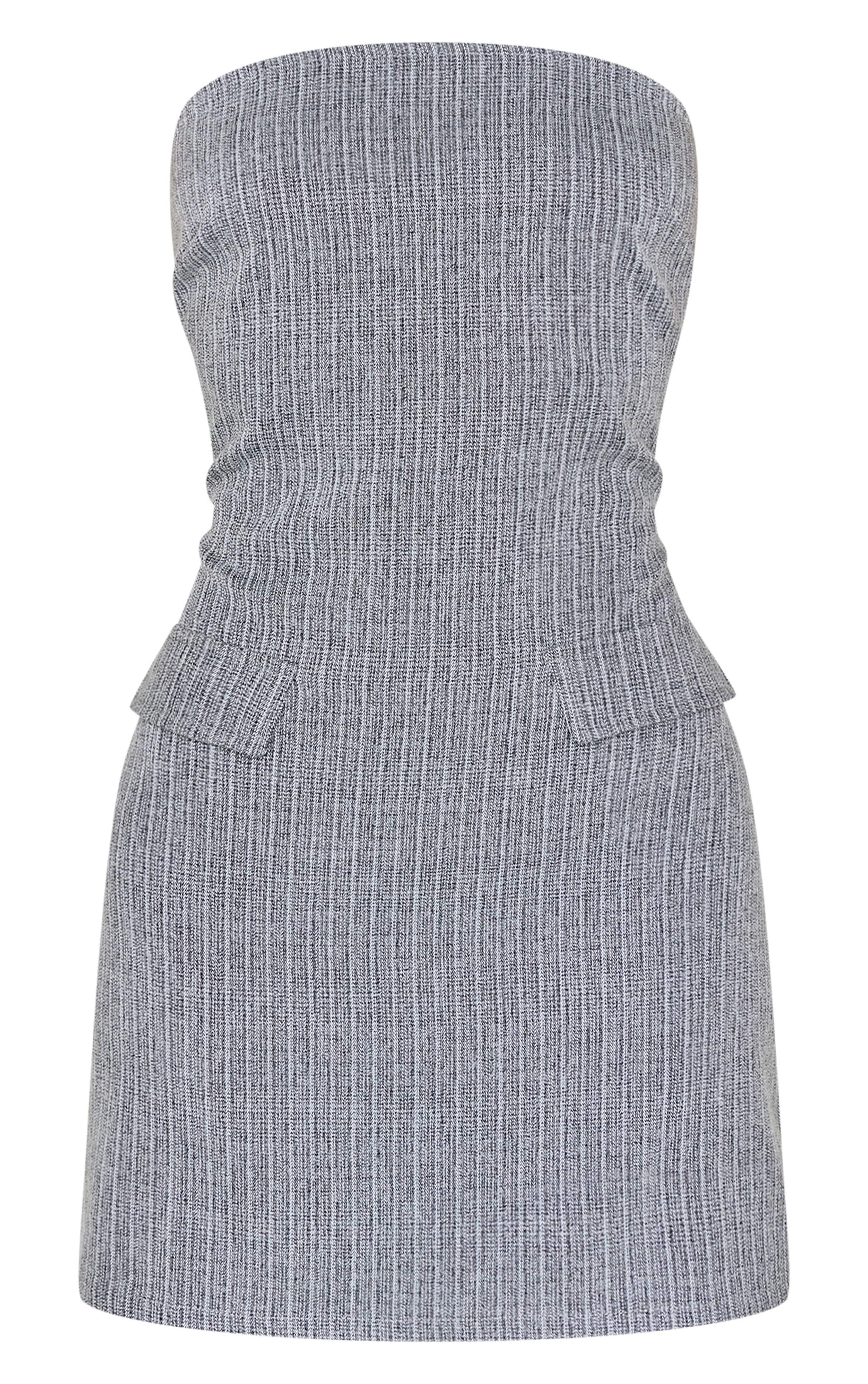 Grey Twill Bandeau Shift Dress Product Image