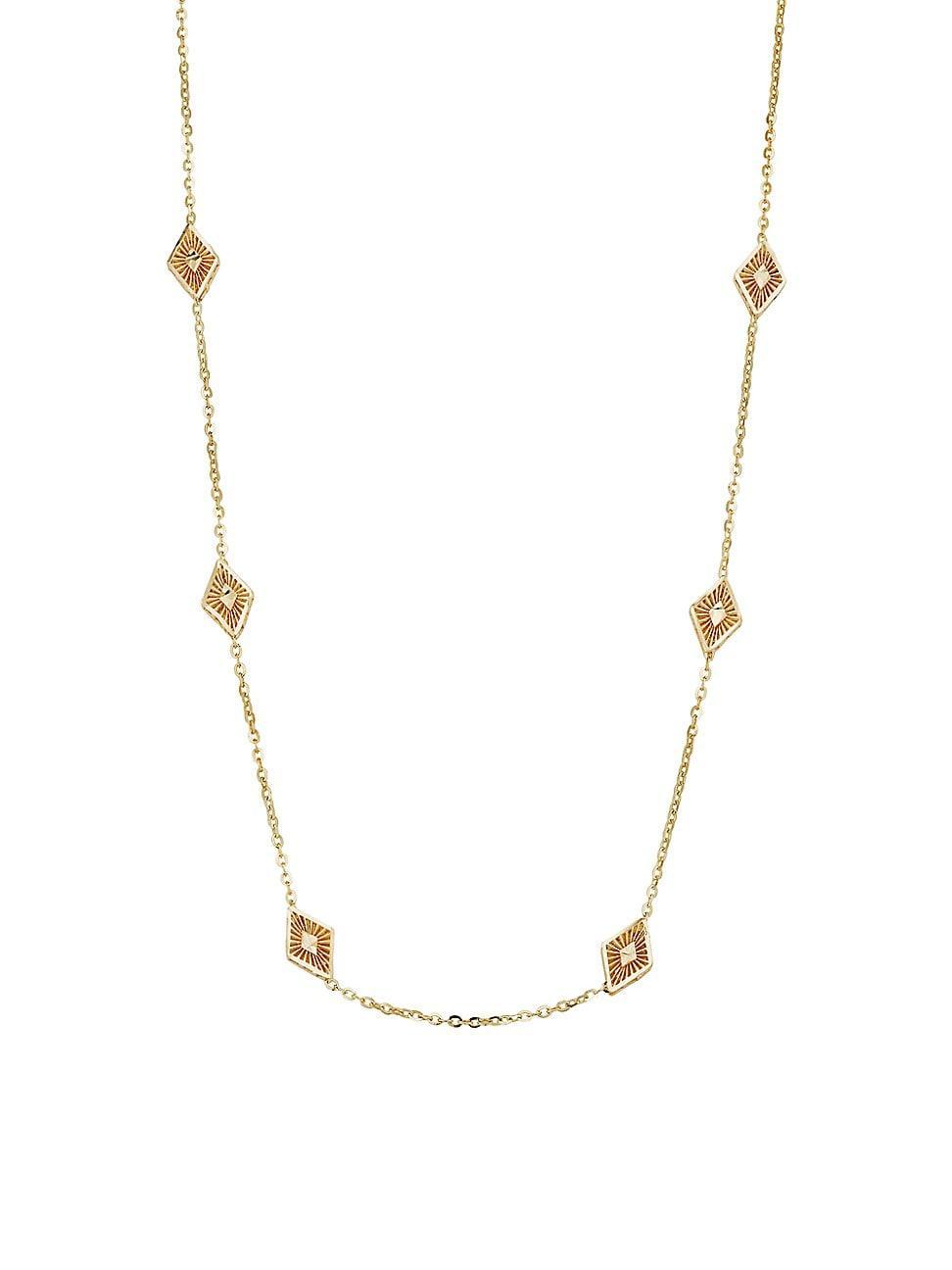 Womens 14K Yellow Gold Roma Diamond Station Necklace Product Image