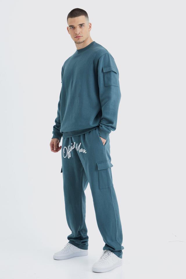 Tall Cargo Pocket Crotch Sweatshirt Tracksuit | boohooMAN USA Product Image