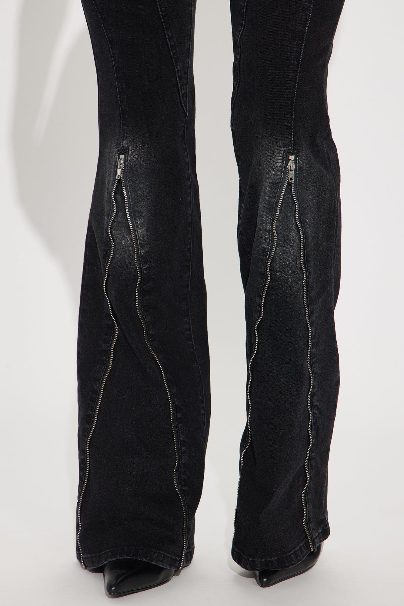 Tell Everyone Stretch Flare Jeans - Black Wash Product Image