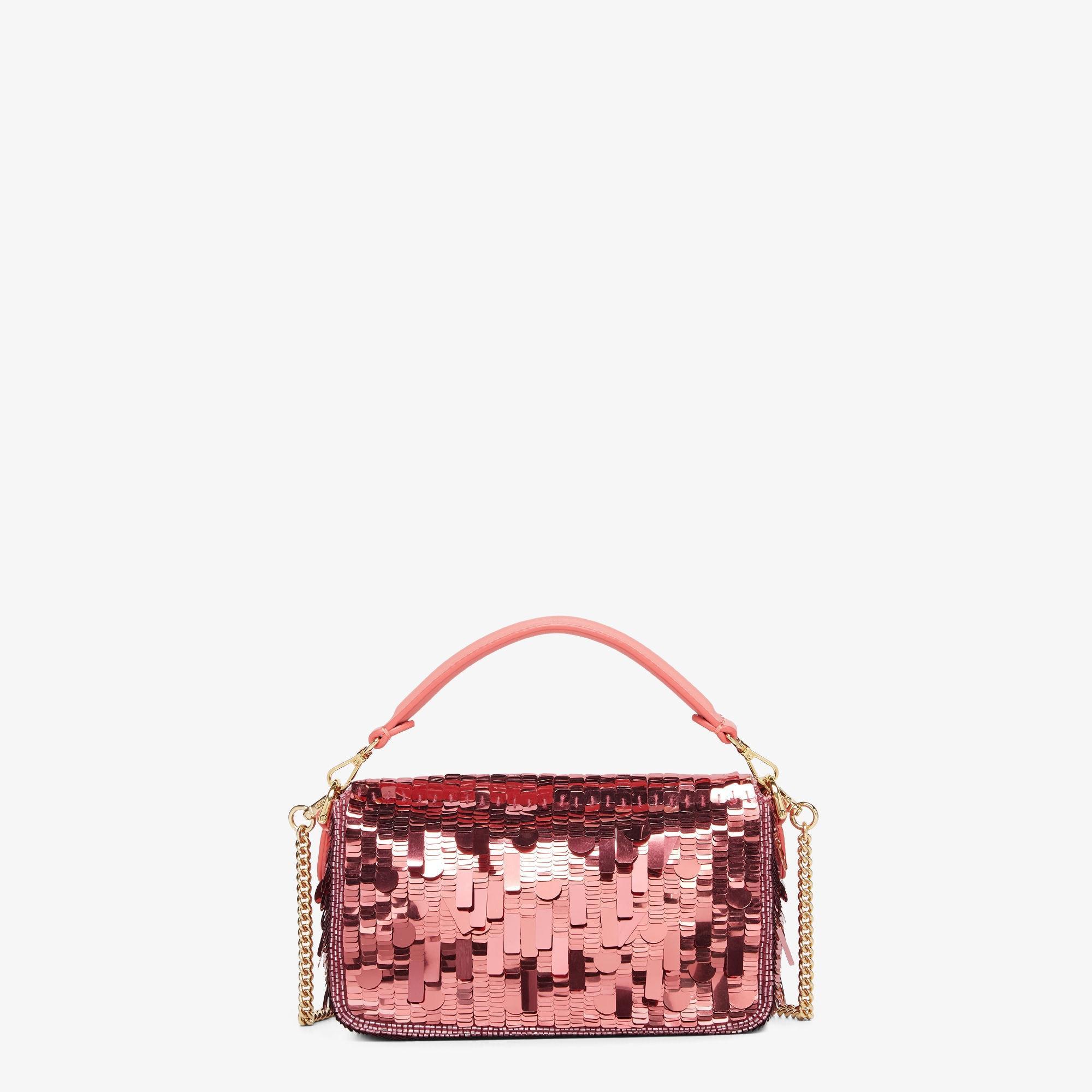 Baguette MiniBag embroidered with pink sequins Product Image