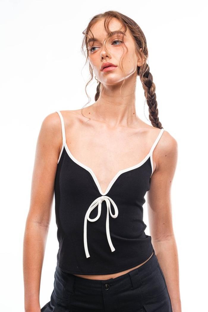 Stretch Front V Wire Ribbon Tank Top Product Image