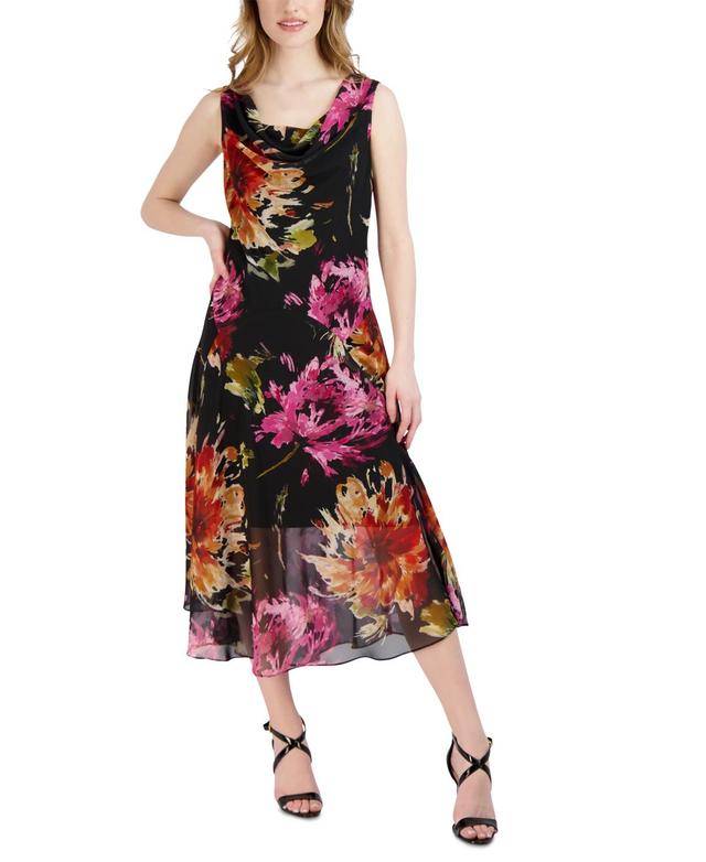 Robbie Bee Womens Floral-Print A-Line Dress Product Image