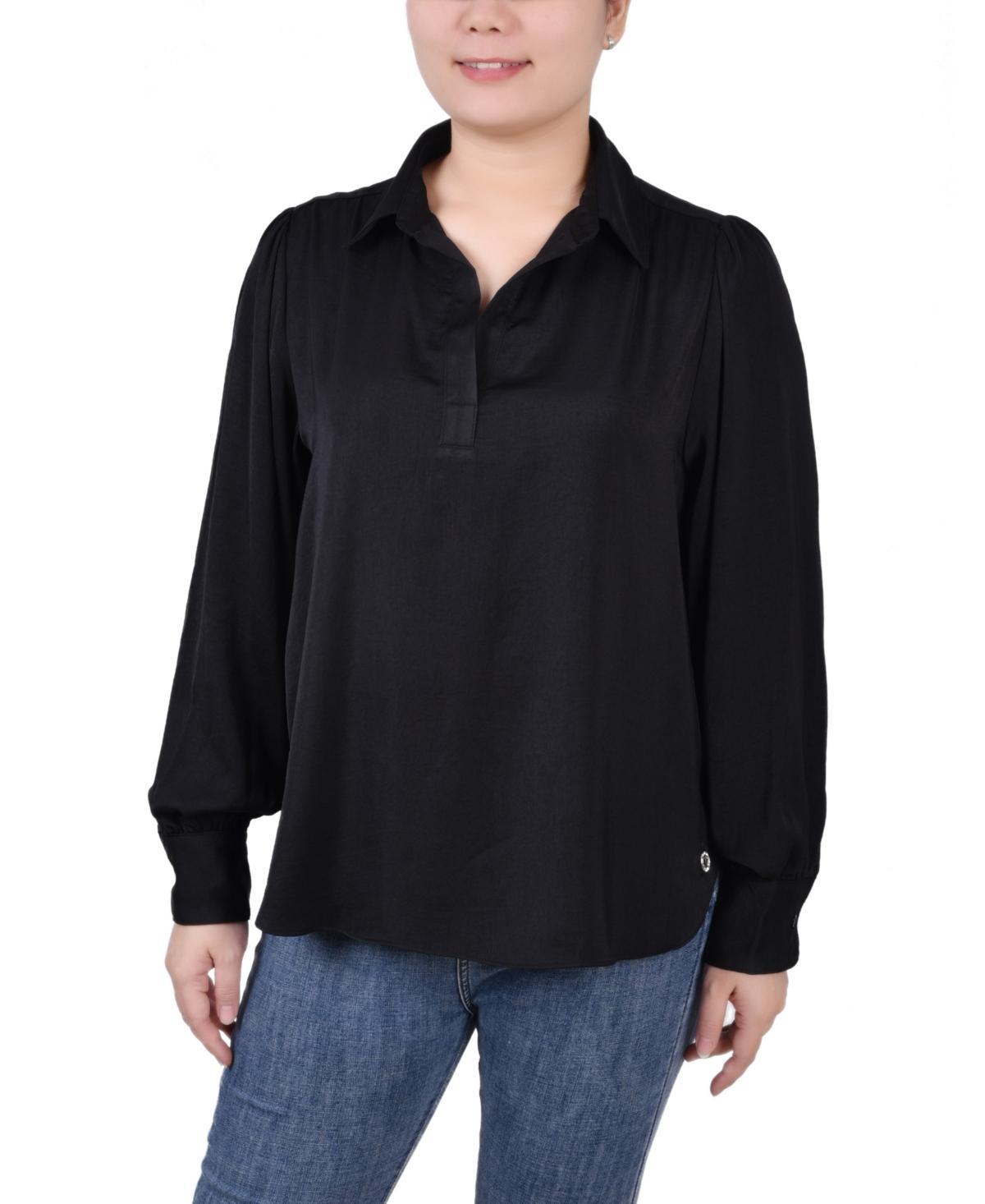 Ny Collection Womens Long Puff Sleeve Satin Blouse Product Image