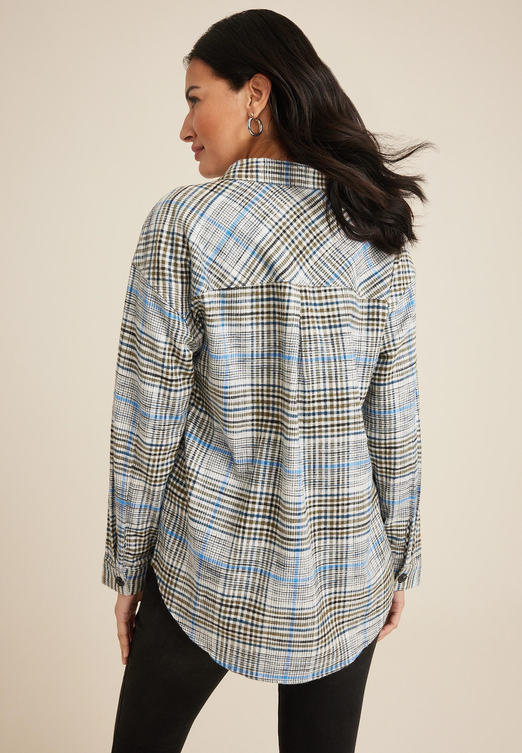 Cabin Plaid Boyfriend Tunic Shirt Product Image