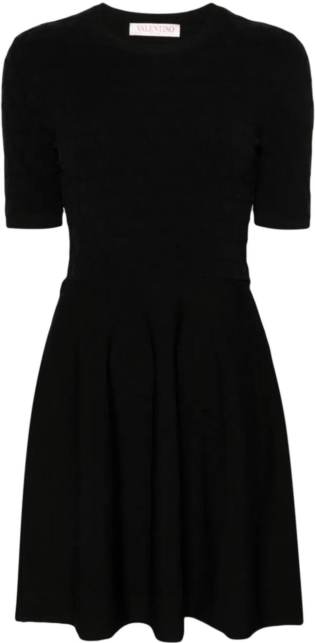 Jacquard-knit Mini Dress In Black Product Image