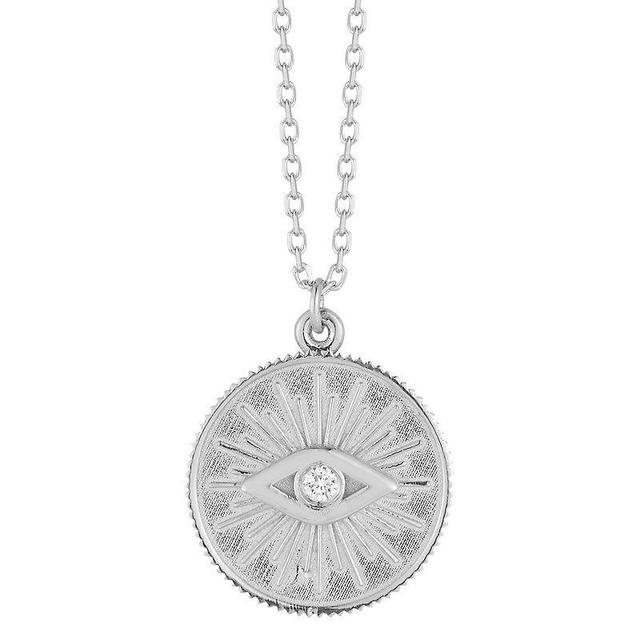 LUMINOR GOLD Diamond Accent Evil Eye Disk Pendant Necklace, Womens White Product Image