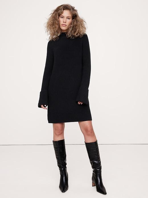 Cotton-Wool Mock-Neck Mini Sweater Dress product image