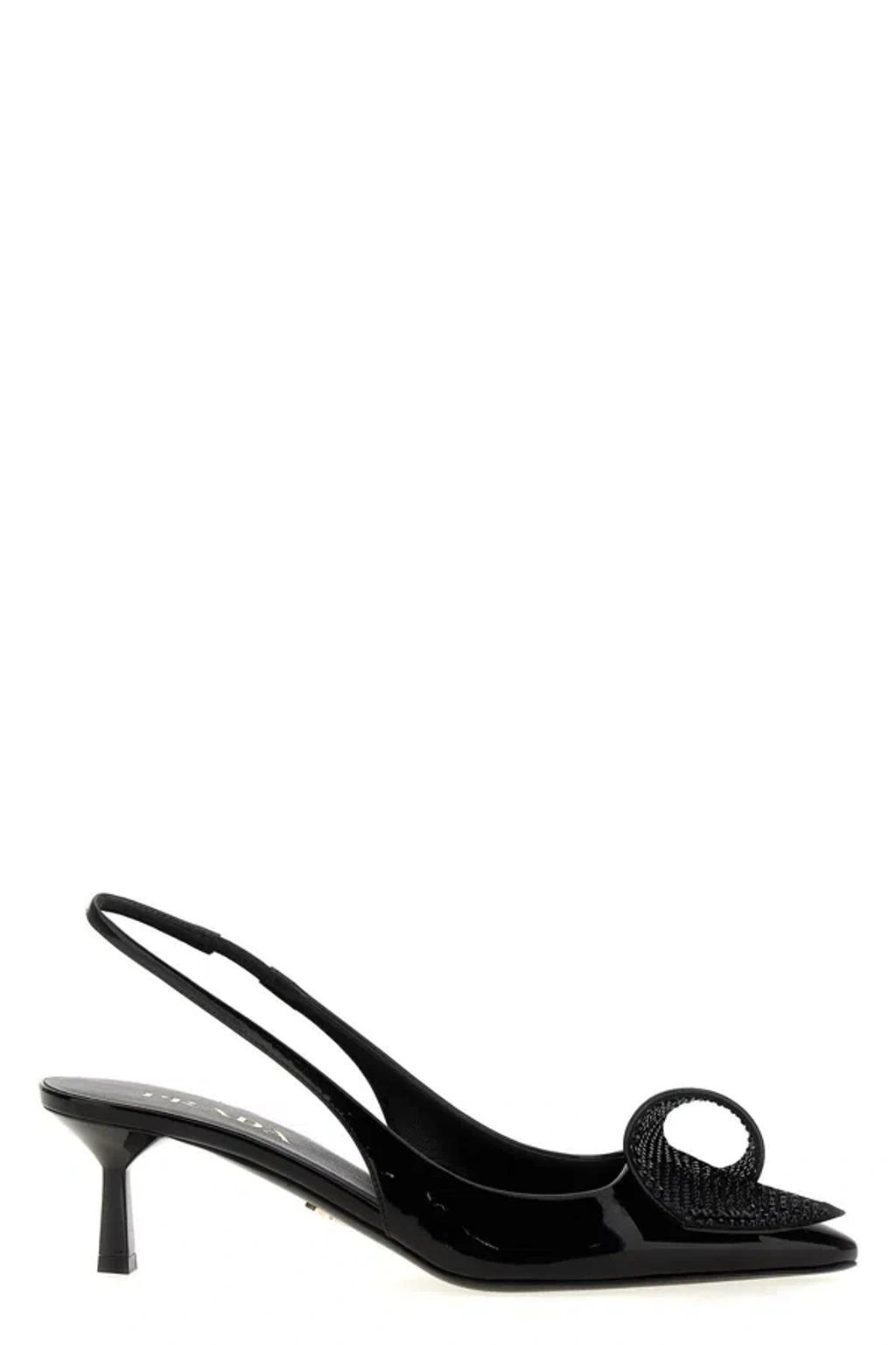 PRADA Embellished Slingback Pumps In Black Product Image