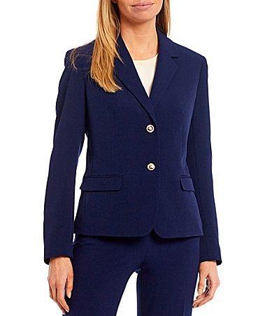 Kasper Sophie Two Button Notch Lapel Long Sleeve Crepe Blazer Product Image