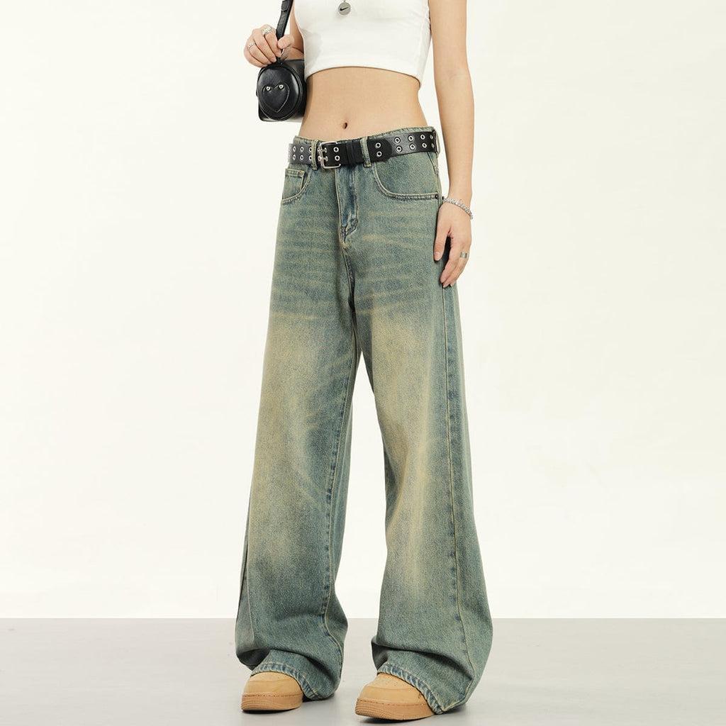 RTK (W) No. 1905 YELLOW CLAY WIDE STRAIGHT DENIM JEANS Product Image