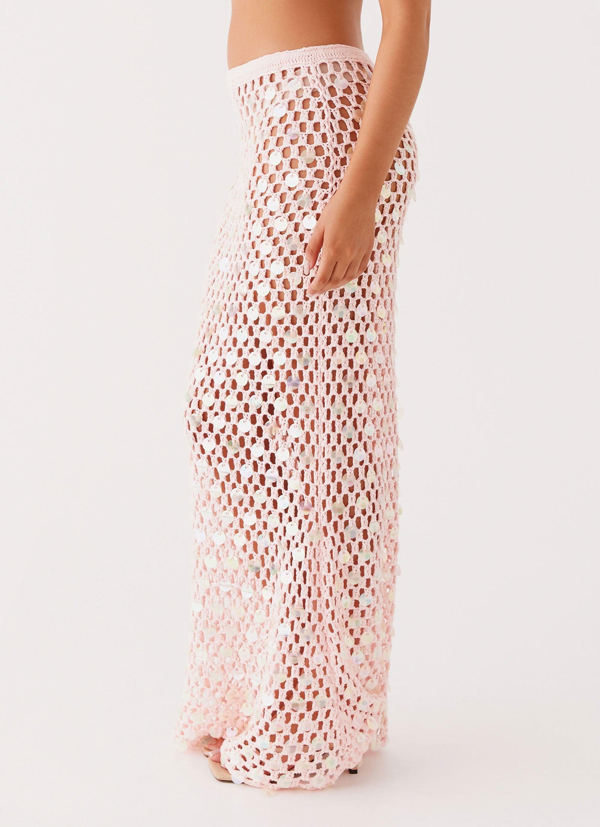 Evissa Crochet Maxi Skirt - Pink Product Image