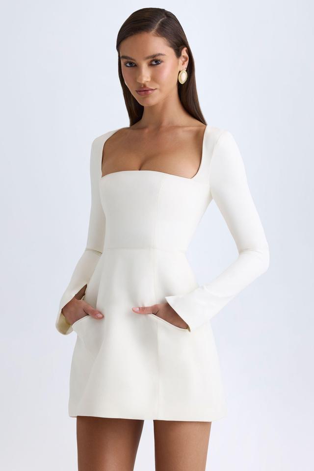 Square-Neck Structured Tulip Mini Dress in Vanilla Product Image