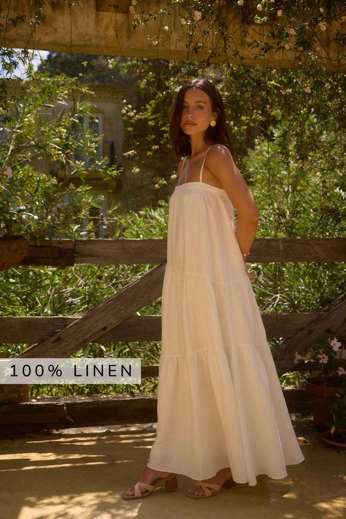 Liliana 100% Linen Maxi Dress White product image