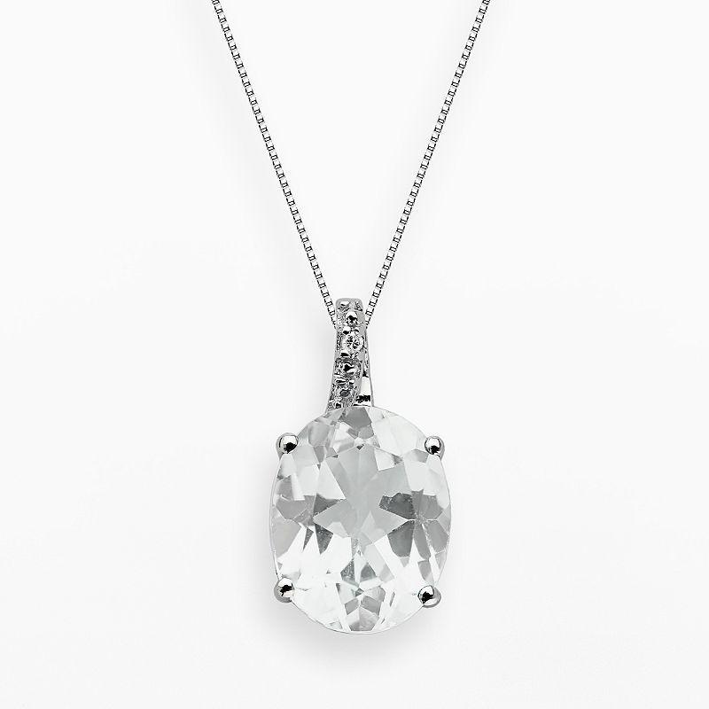 Gemminded Sterling Silver White Topaz and Diamond Accent Oval Pendant, Womens Product Image