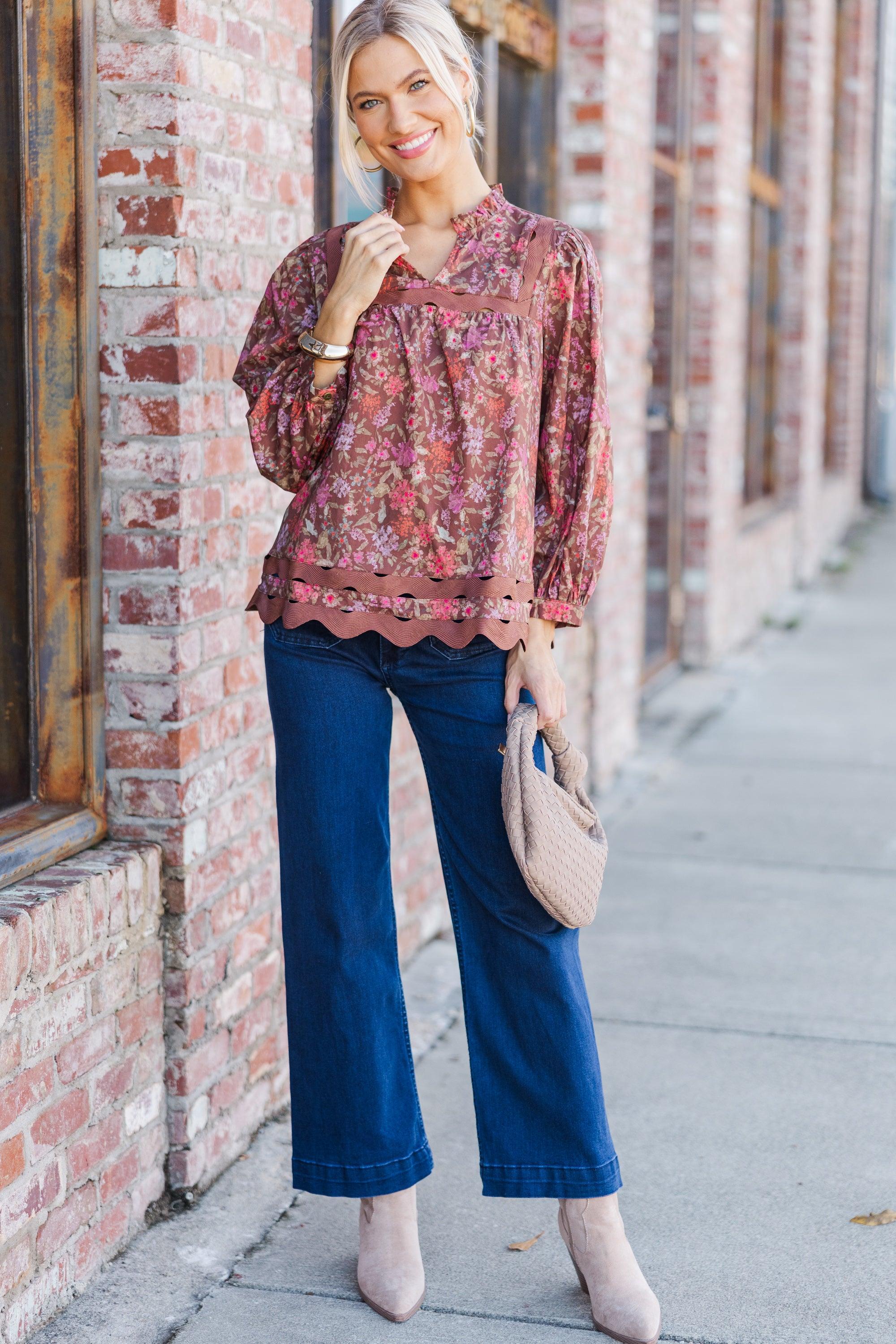 In This Case Brown Floral Blouse Female Product Image