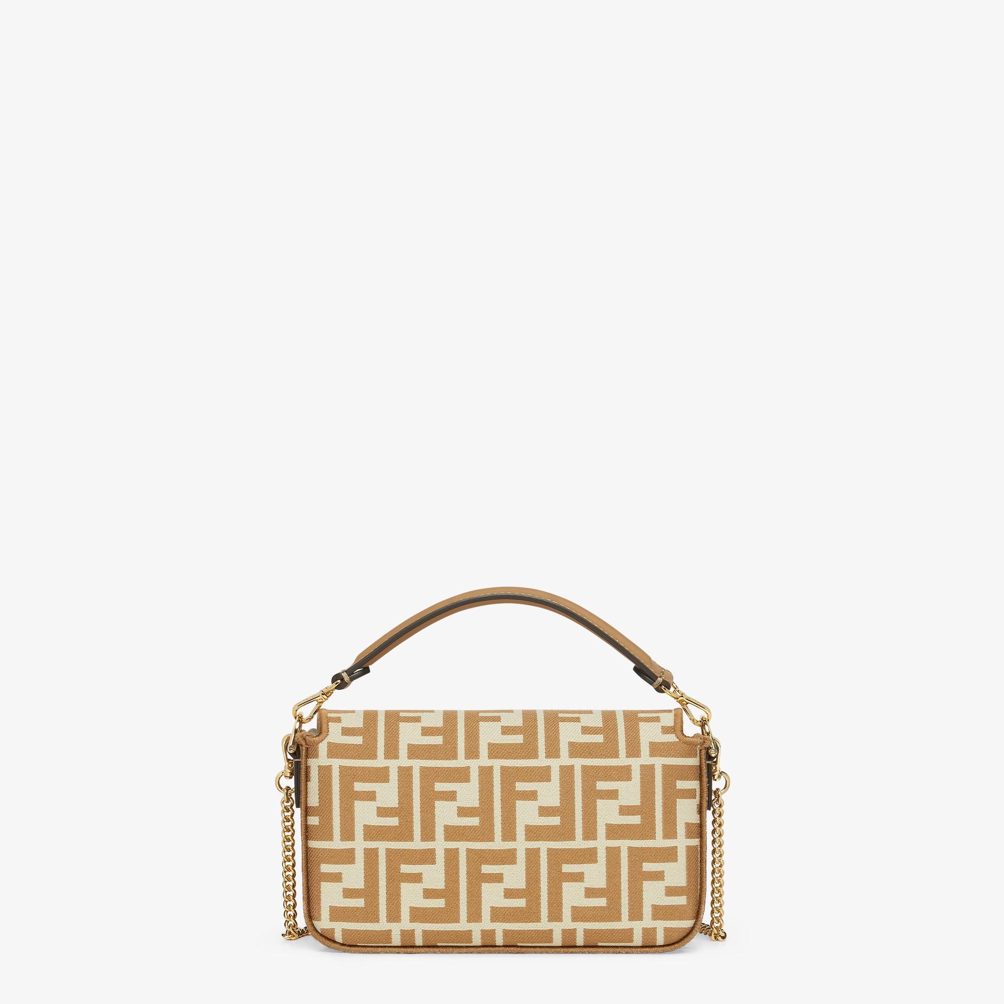 Baguette MiniBeige FF jacquard fabric bag Product Image