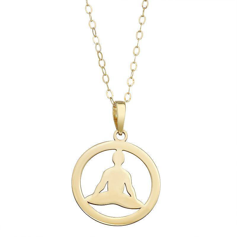 10k Gold Buddha Disc Pendant Necklace, Womens Product Image