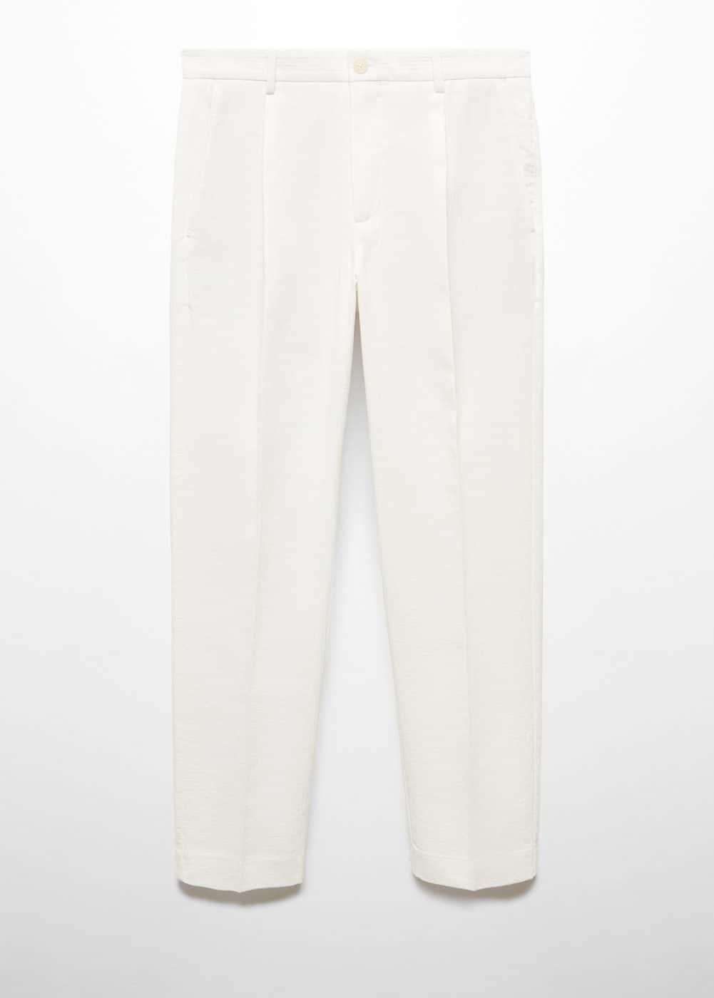 MANGO MAN - Slim fit trousers with pleated texture off whiteMen Product Image