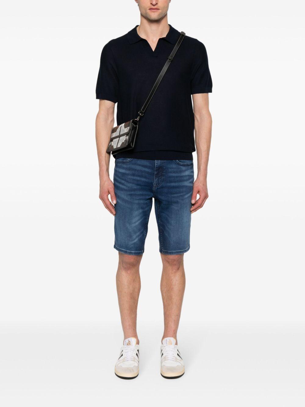 HUGO BOSS Logo-plaque Denim Shorts In Denim Blu Product Image