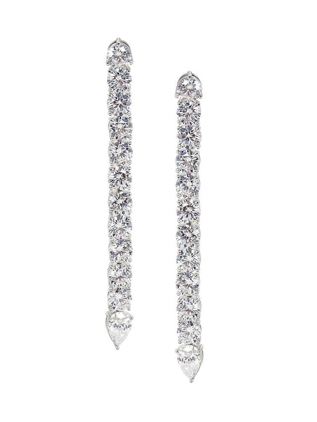 Womens Perfect Rhodium-Plated & Cubic Zirconia Tennis Linear Earrings Product Image