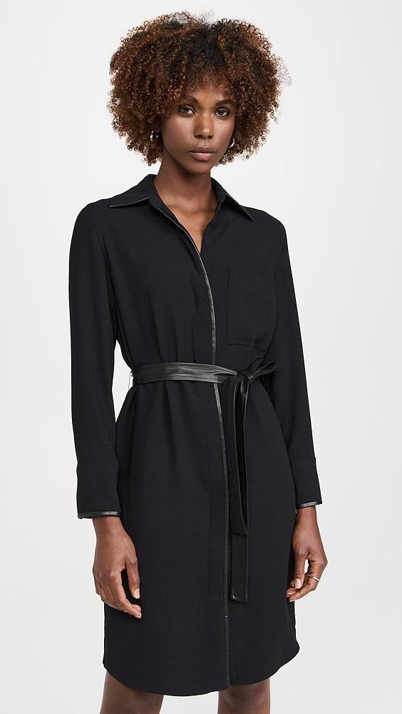 Vince Leather Trim Shirt Dress | Shopbop Product Image