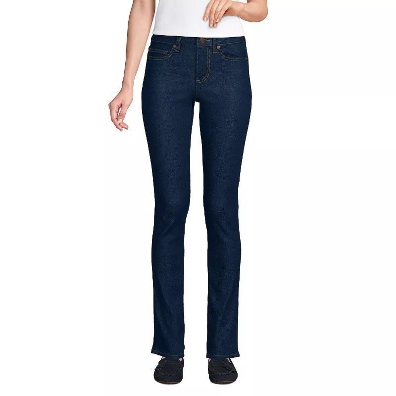 Womens Lands End Recover Mid Rise Slim Leg Jeans Blue Tide Blue Product Image