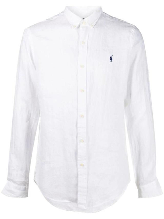 Logo Embroidered Poplin Shirt In White Product Image