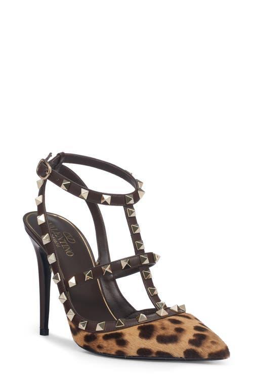 Valentino Garavani Rockstud Genuine Calf Hair Pointed Toe T-Strap Pump Product Image