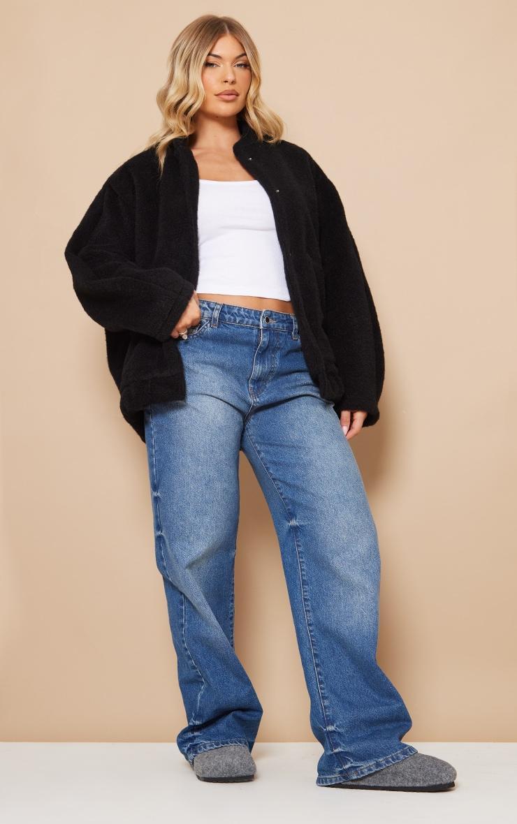 Black Wool Look Oversized Jacket Product Image