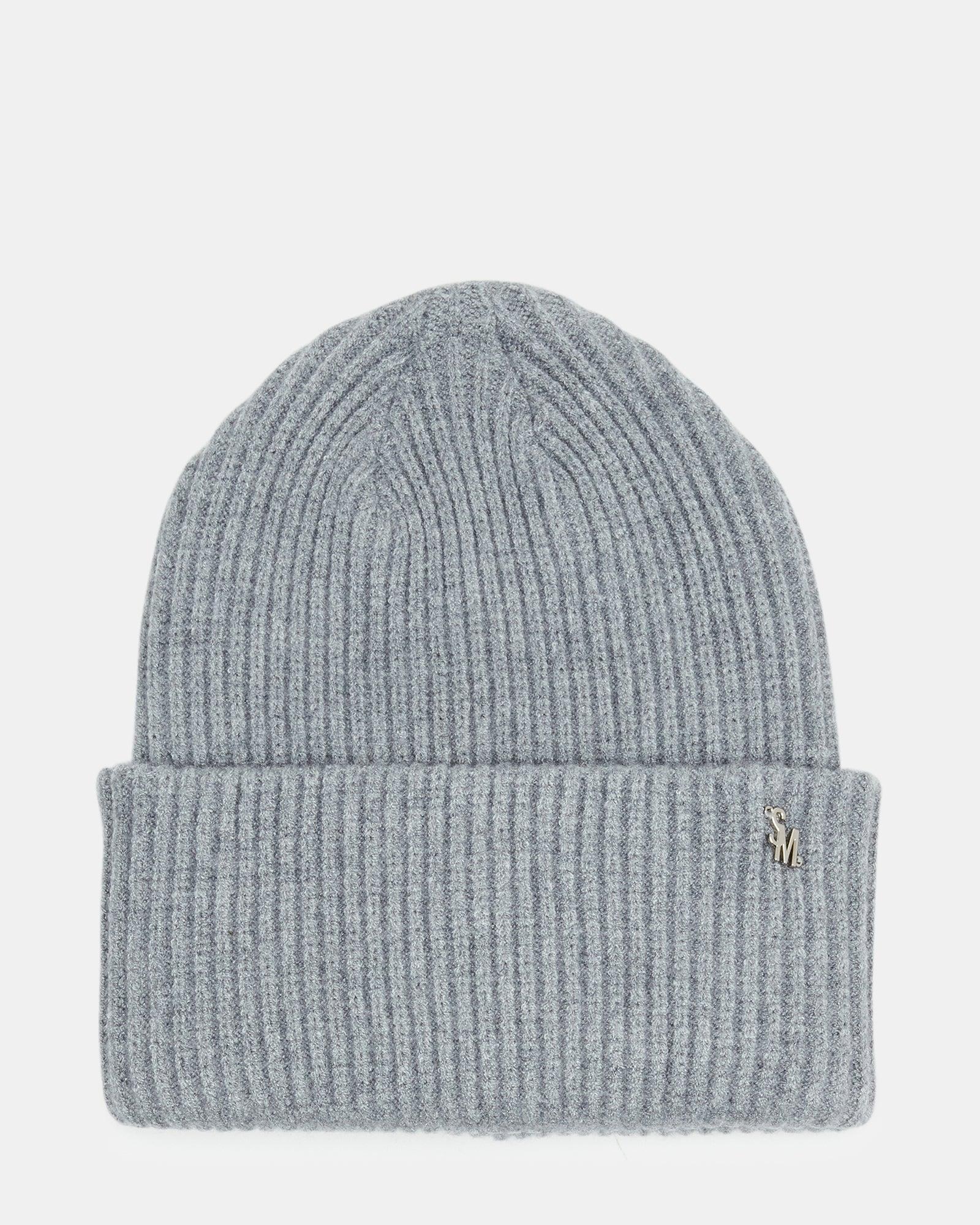 DOUBLE LAYER RIBBED KNIT BEANIE GREY Female product image