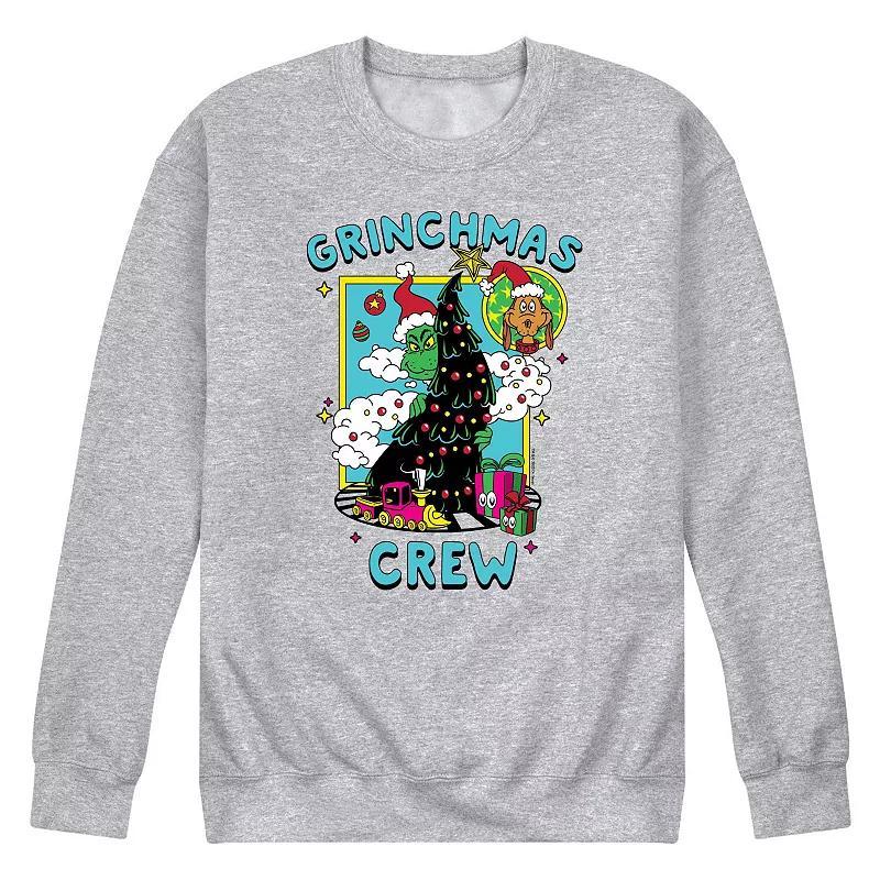 Mens Dr. Seuss The Grinch Grinchmas Crew Fleece Sweatshirt Grey Gray Product Image