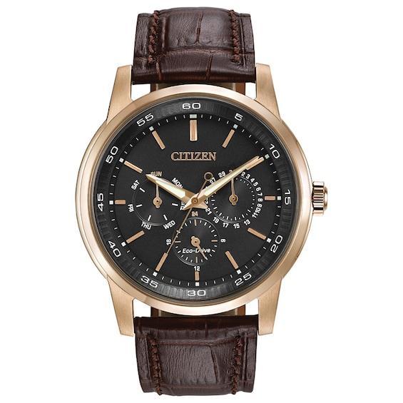 Men's Citizen Eco-DriveÂ® Rose-Tone Strap Watch with Brown Dial (Model: Bu2013-08E) Product Image