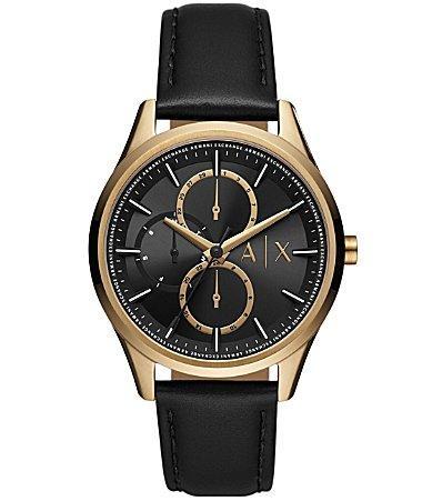 Armani Exchange Mens Multifunction Black Leather Watch Product Image