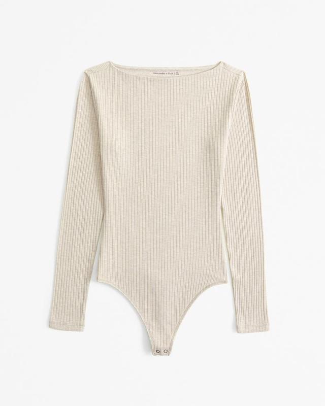 Long-Sleeve Wide Rib Slash Bodysuit Product Image