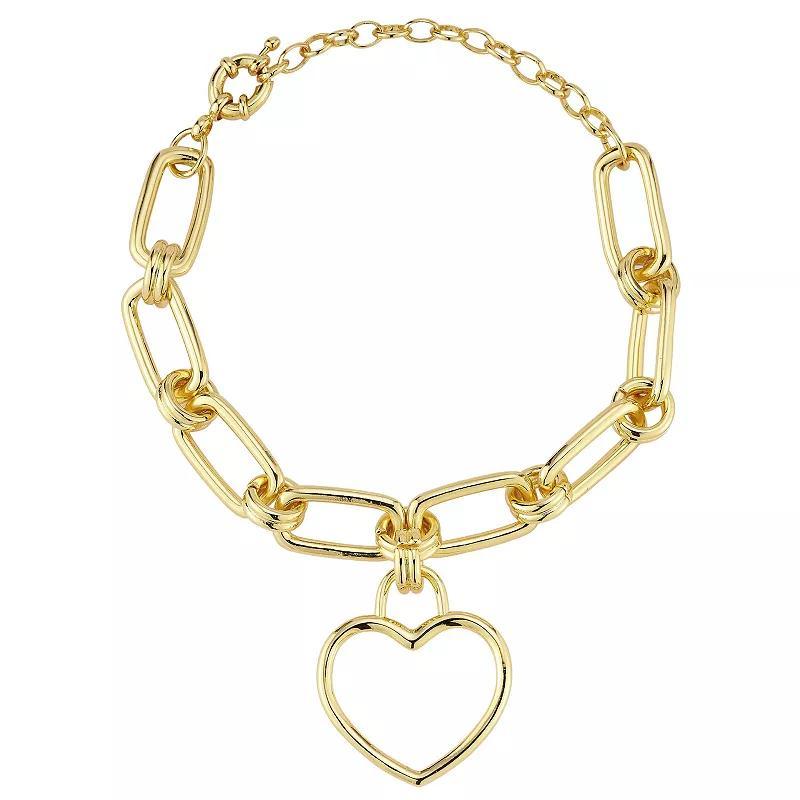 WINX 18k Gold Plated Open Heart Bracelet, Womens Gold Tone Product Image