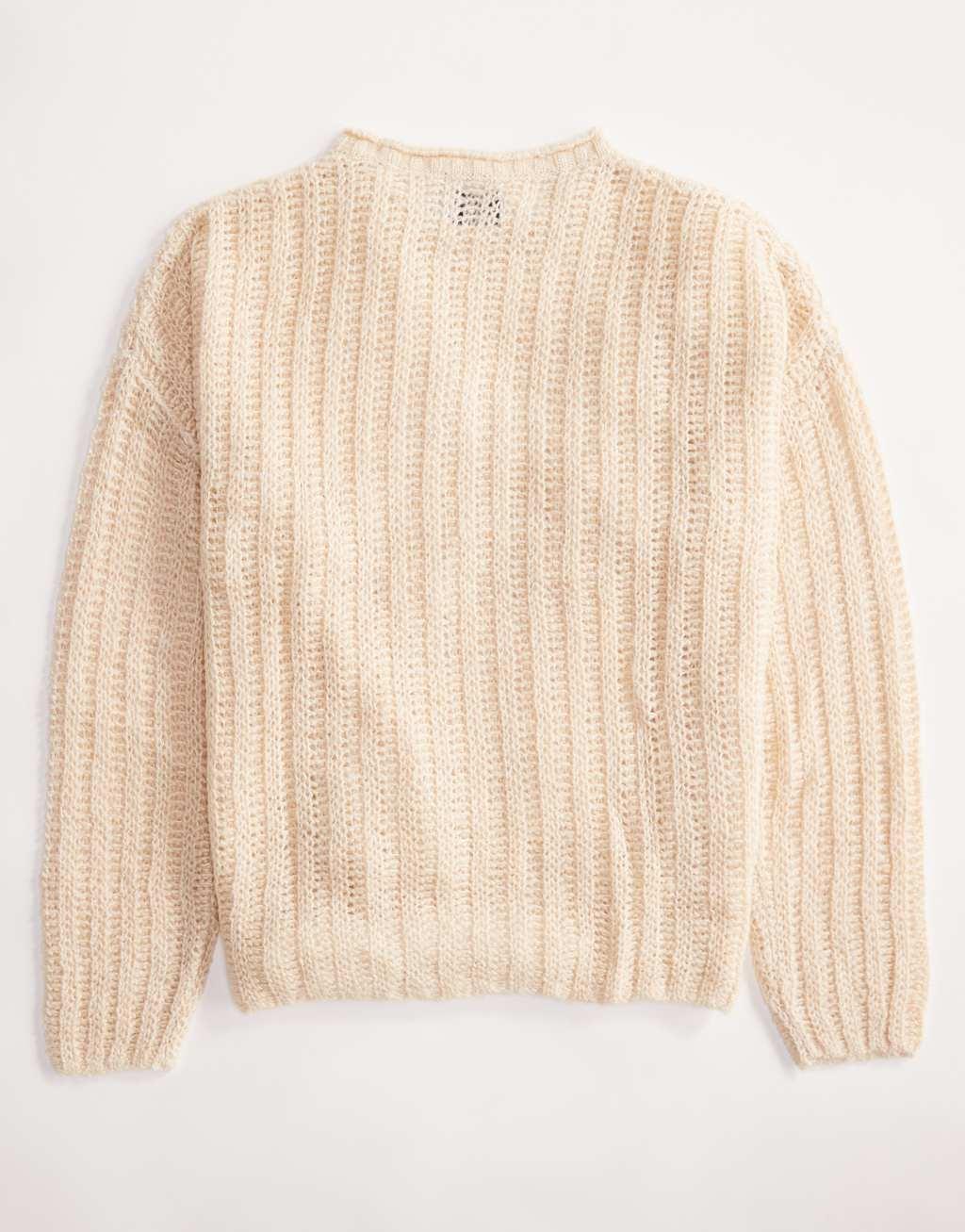 ASOS DESIGN oversized open knit brushed rib sweater in cream Product Image