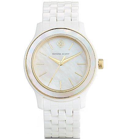 Kendra Scott Womens Alex Three Hand Ceramic Bracelet Watch - Mother of Pearl Product Image