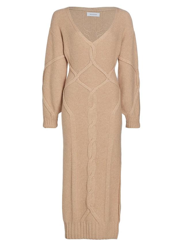 Womens Long-Sleeve Wool & Cashmere Midi-Dress Product Image