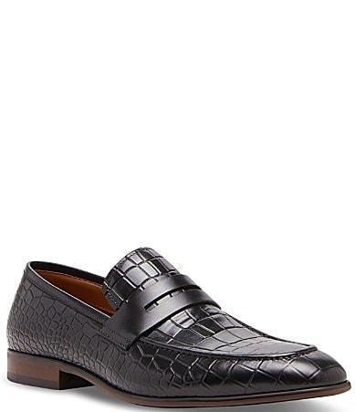 Steve Madden Mens Jastin Embossed Leather Dress Penny Loafers Product Image