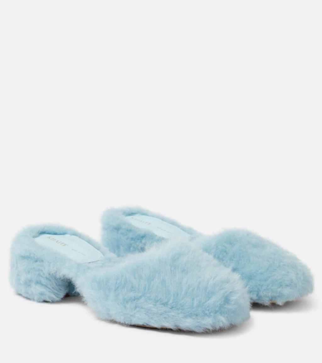 Clio 50mm Shearling Mules In Blue Product Image