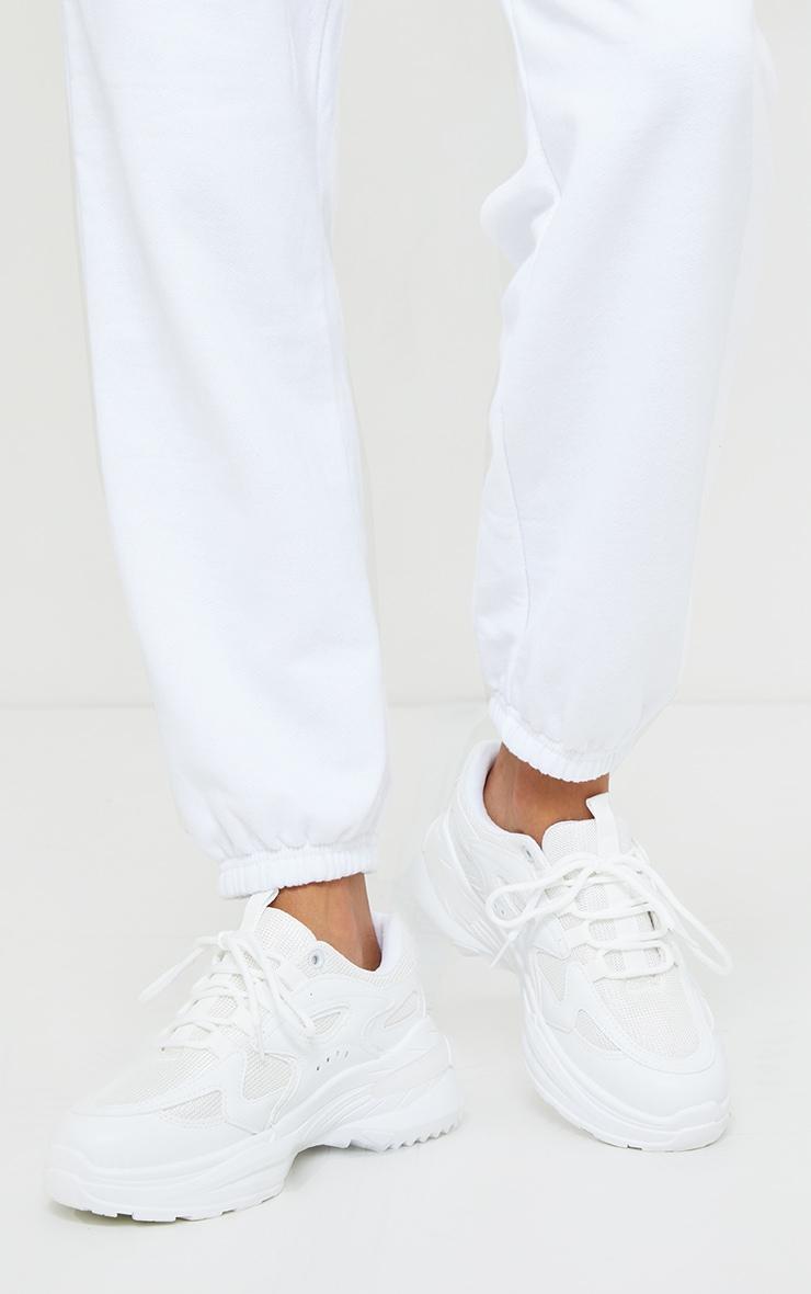 White Contrast Mesh Sneakers Product Image