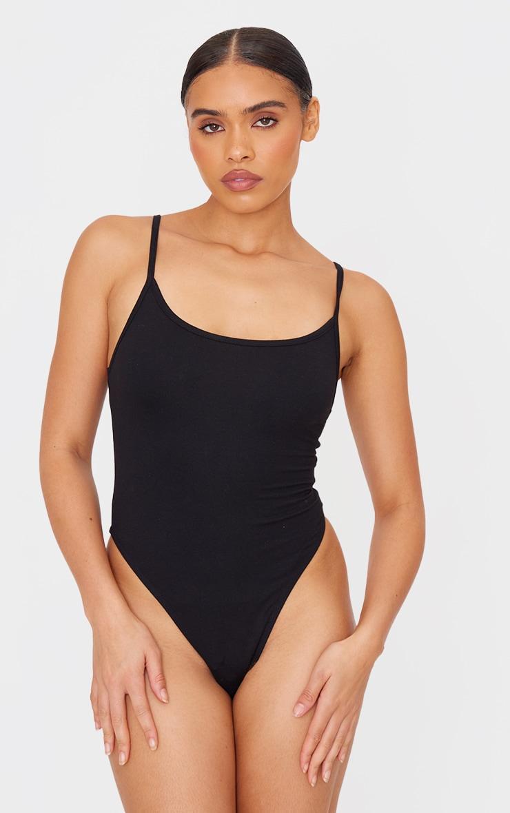 Black Slinky Strappy Bodysuit Product Image