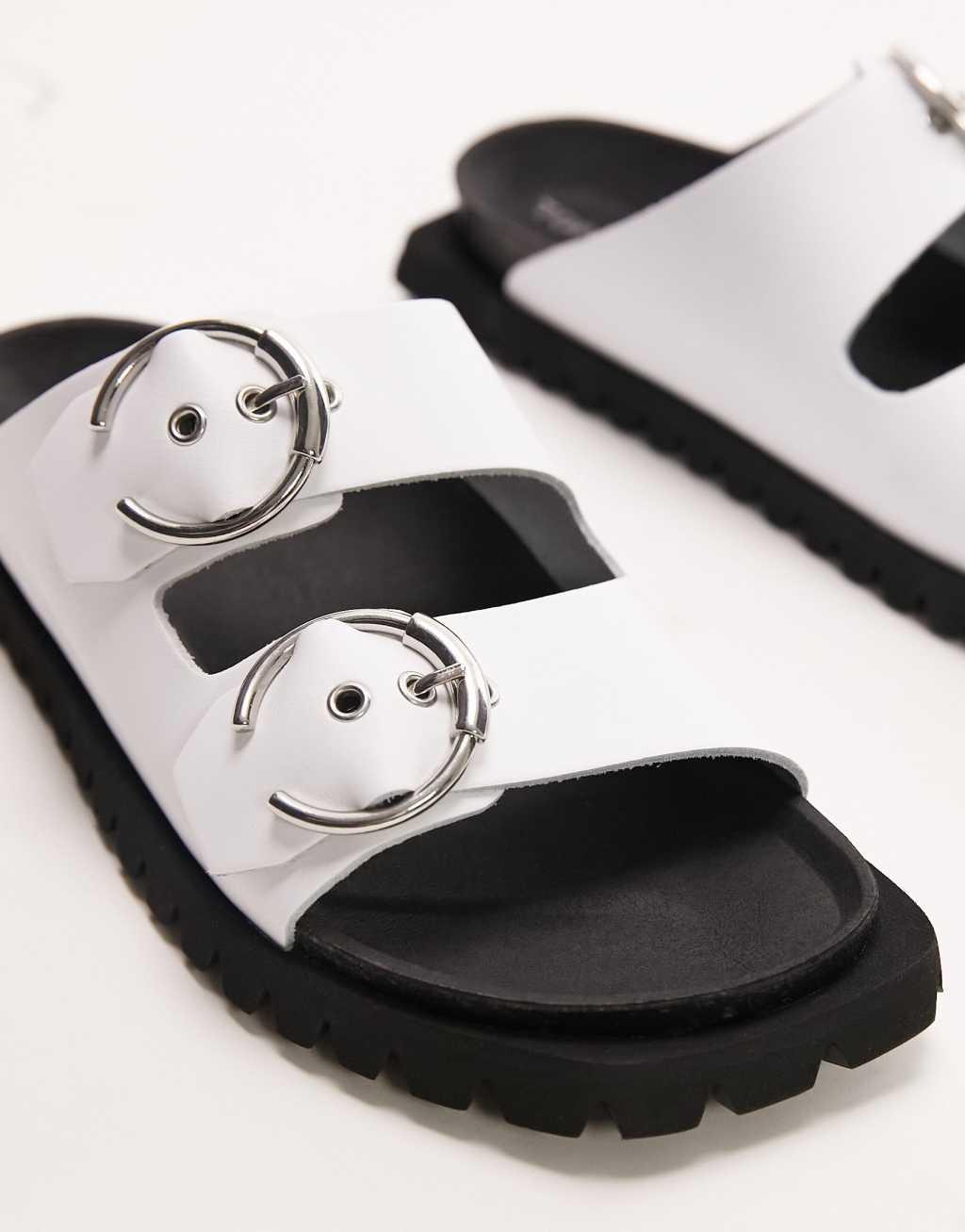 Topshop Prince leather flat sandals with buckles Product Image