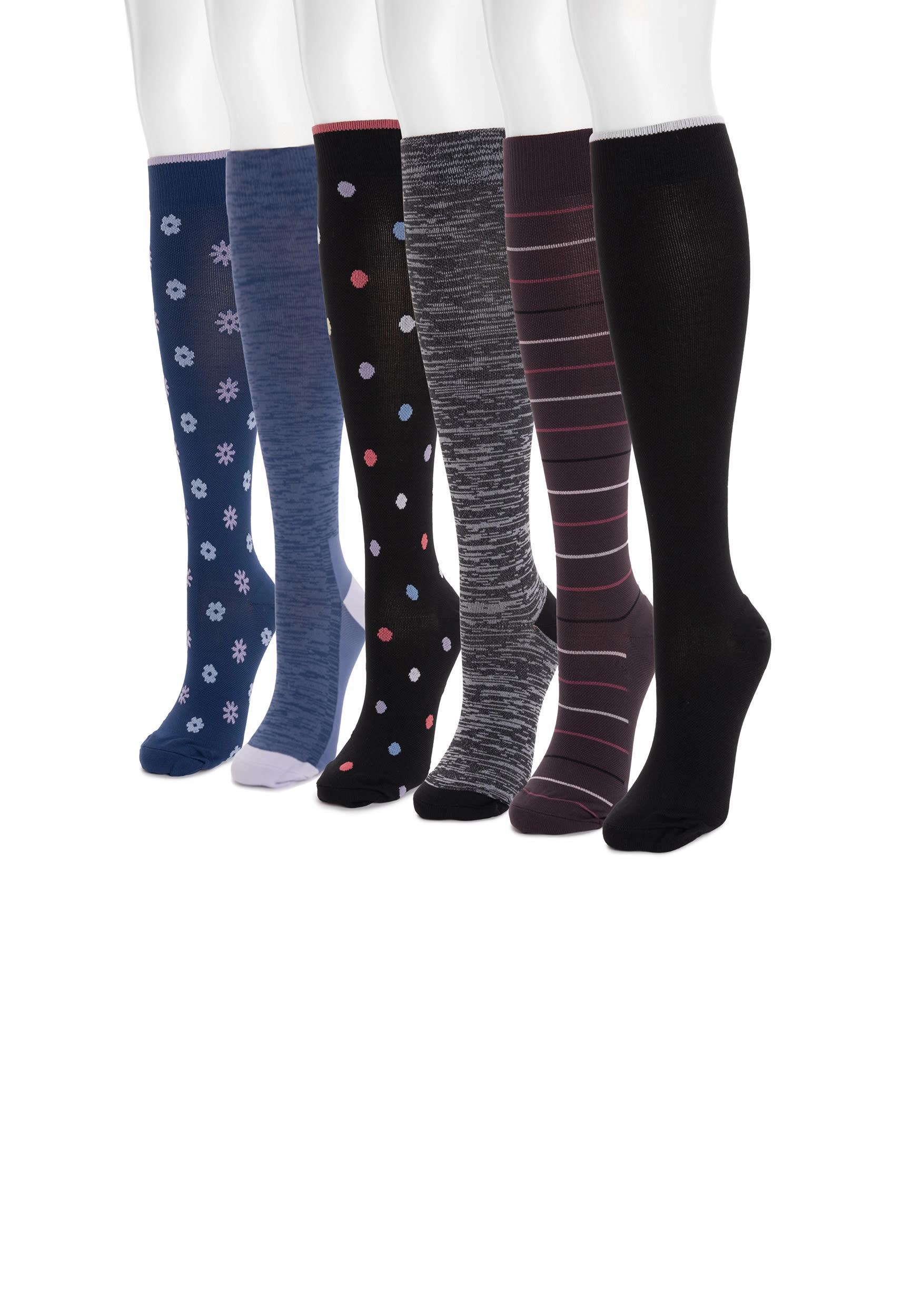 MUK LUKS Womens 6 Pack Nylon Compression Knee High Socks Product Image