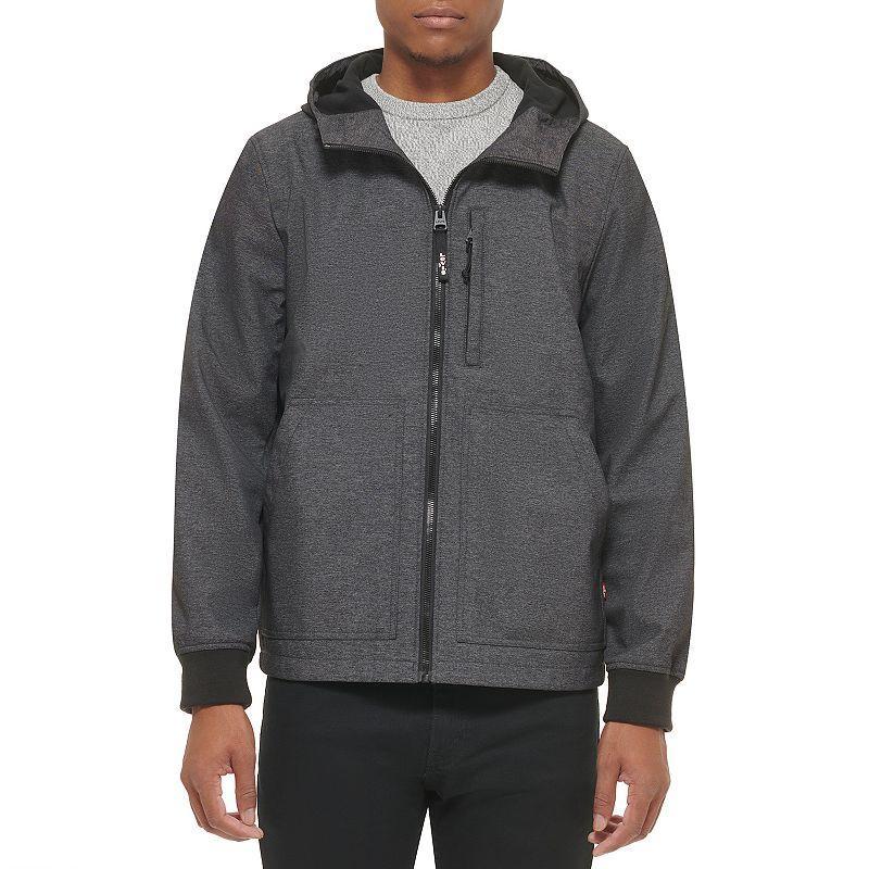 Mens Levis Softshell Hooded Bomber Jacket Grey Product Image