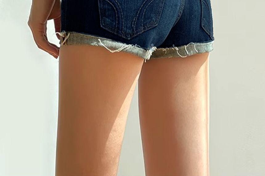 Low Rise Washed Denim Shorts Product Image